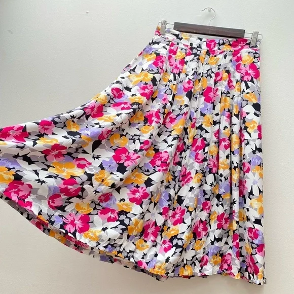 Vintage Floral Midi Skirt - Multicolor - Picture 2 of 8